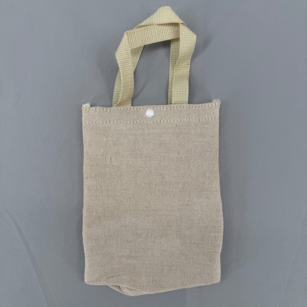 Whole Foods Market Mini Canvas Tote Bag Beige Green Logo Snap Closure Reusable - Picture 2 of 6